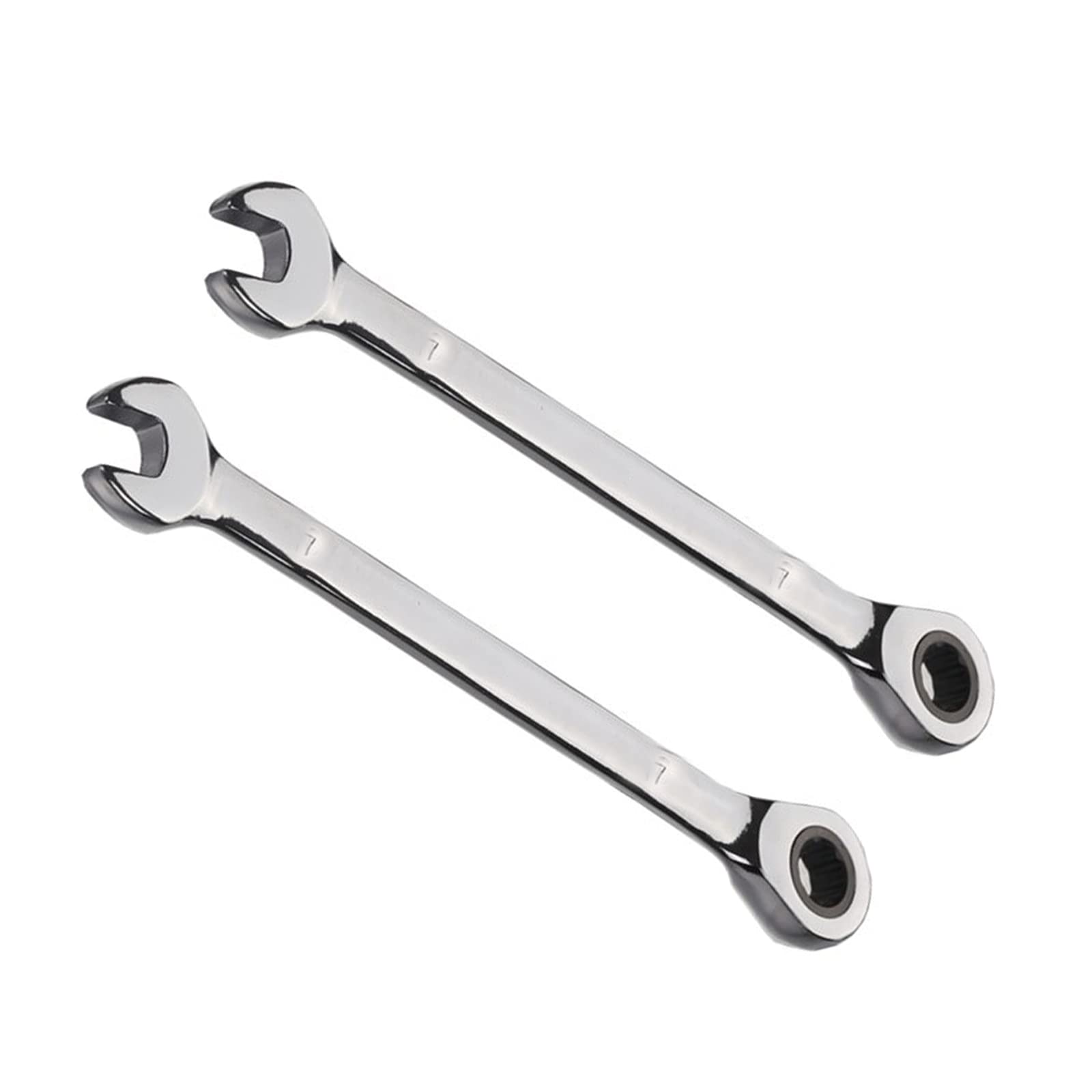 Vokenforu 7 mm Ratchet Spanner, Metric Ratcheting Combination Wrench, Hardened Chrome Vanadium Steel Open End Spanner,2 Pcs