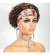 180 Density Headband Wigs for Black Women Dark Brown Glueless Pixie Cut human Hair Wigs Short Cur...