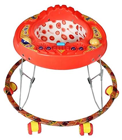 ODELEE Musical Foldable Activity Walker for Baby Kids with Music (Red)