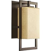 Jack Collection 1-Light Etched Umber Flax Glass Craftsman Outdoor Sconce Wall Light Antique Bronze