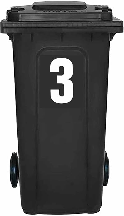 Packwith Pack of 4 White Bin Number 3 Stickers 17 cm Vinyl