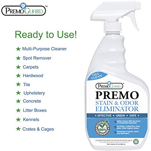 Stain & Odor Remover - Professional Enzyme Spray - Removes Soiling from Dogs/Cats/Pets - Safely Cleans Carpet/Flooring/Upholstery - Effective On Wine/Blood/Vomit/Urine - Natural Eco Friendly - 32oz