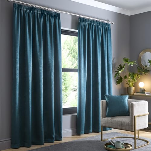 Fusion - Tende verde bosco larghezza 229 x lunghezza 183 cm - 100% cotone - 2 pannelli - tende plissettate verdi - Tende insonorizzate e termiche per camera da letto - Tende plissettate verdi e tende