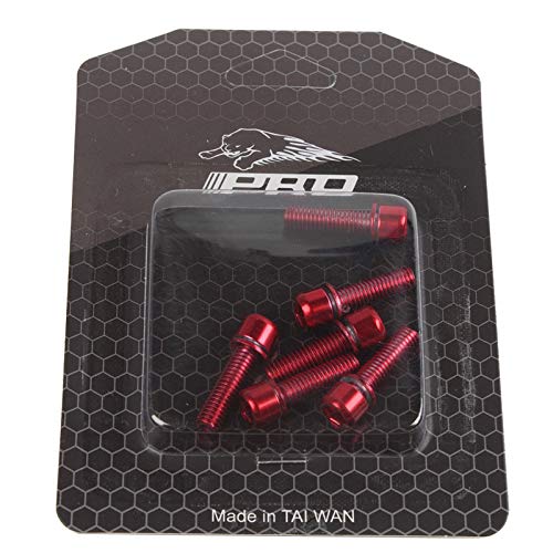 Meroca 6pcs Mountain Road MTB Bike Bicycle M5*18MM Stem Steel Bolts (Red)