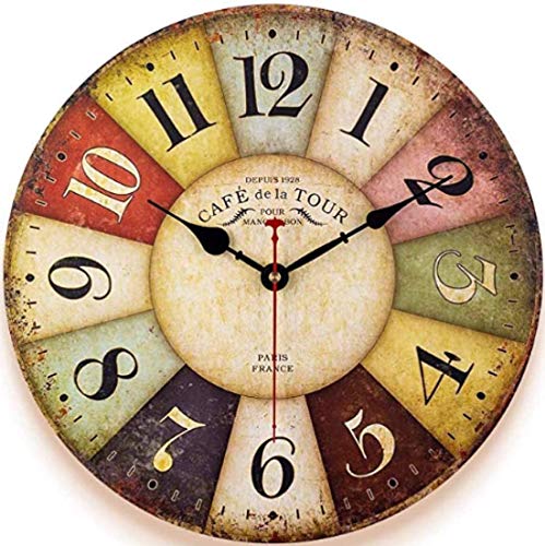 Thick Wood Wall Clock Farmhouse Decorative Clocks for Dinning Living Room,Antique Country Home Decor Clocks Silent Non Ticking,Battery Operated (12inch)