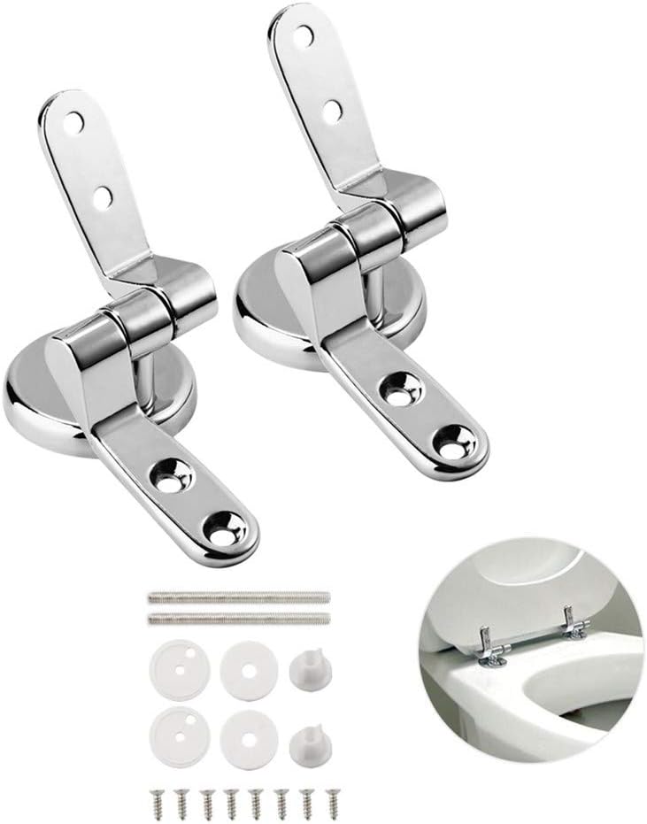 Locisne 1 Pair Toilet Seat Hinges,Universal Adjustable Zinc Alloy Finished Replacement Toilet Seat Hinges Fittings for Toilet Seats DIY Repair Kit