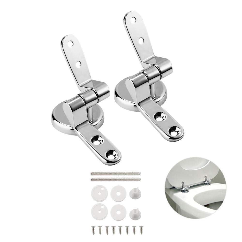 Locisne 1 Pair Toilet Seat Hinges,Universal Adjustable Zinc Alloy Finished Replacement Toilet Seat Hinges Fittings for Toilet Seats DIY Repair Kit