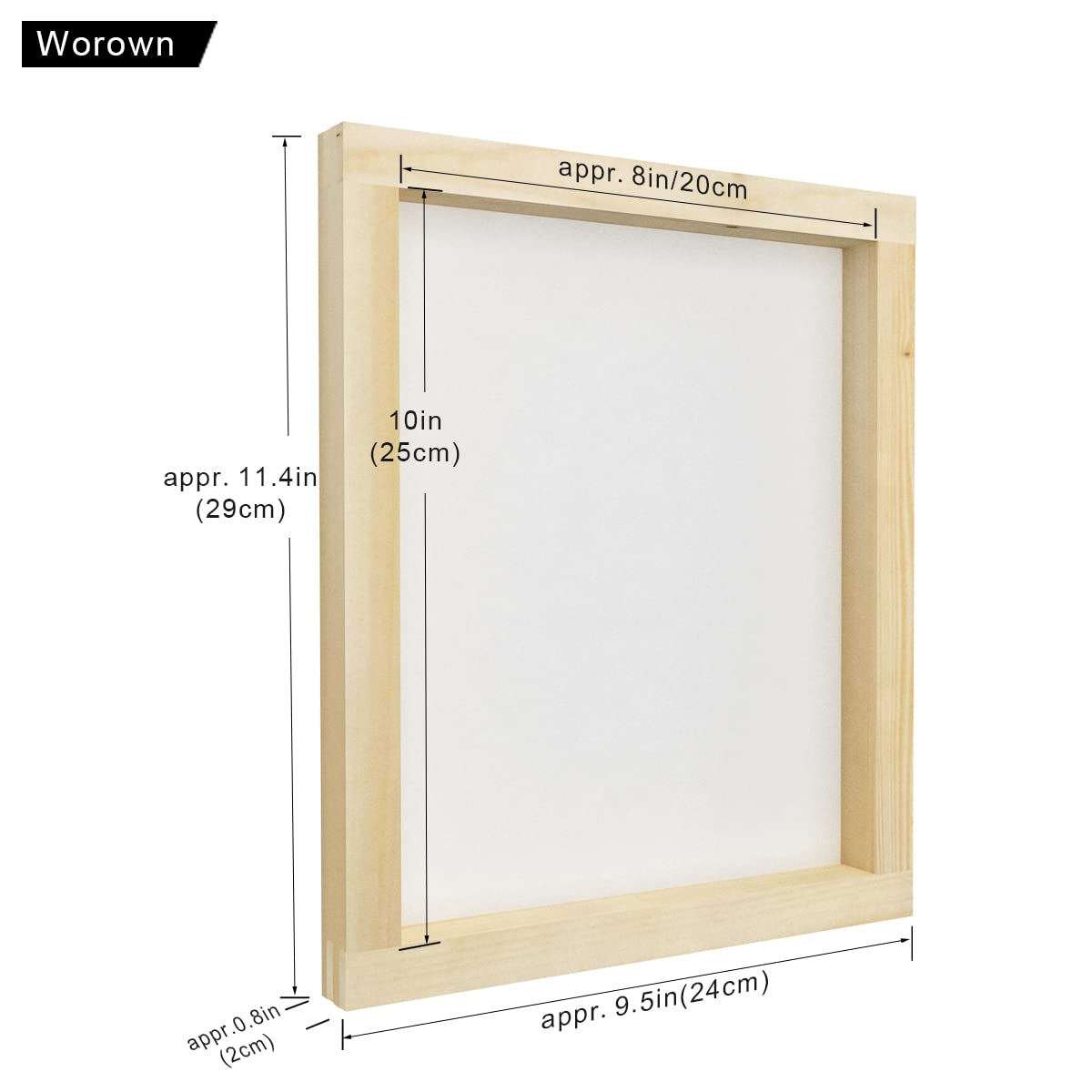 Worown 1 Piece 8 x 10 Inch Wood Silk Screen Printing Frame with 110 White Mesh and 1 Piece 4 x 6 Inch Screen Printing Squeegee for Screen Printing
