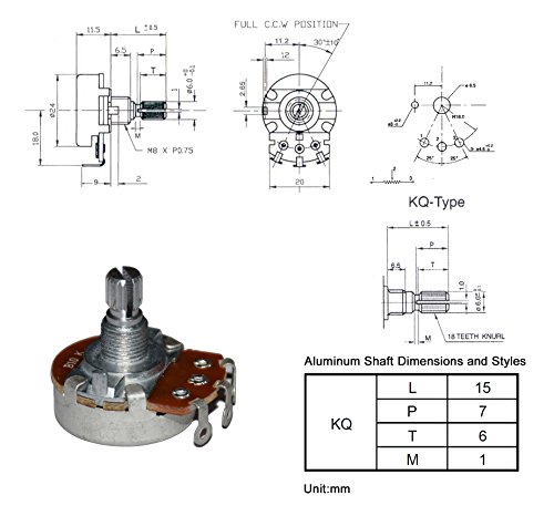 10K Ohm potentiometer potential+black control Knob - Thumbnail 5