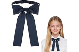 Adjustable Pre-Tied Bowties for Women Shirt Ribbon Bowtie Accessory Bowknot Neck Tie Navy Blue Bow Ties for Girls School Unif
