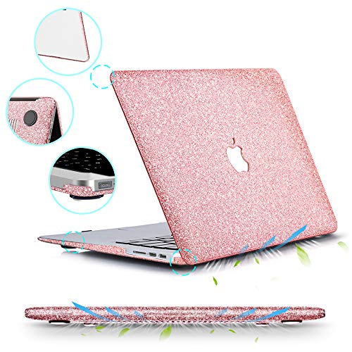 MacBook Air 13 inch Case,Anban Glitter Bling Smooth Protective Laptop Shell Slim Snap On Case with Keyboard Cover Compatible Mac Air 13" (A1369 & A1466,Older Ver 2010-2017 Release),Shining Rose Gold - Thumbnail 4