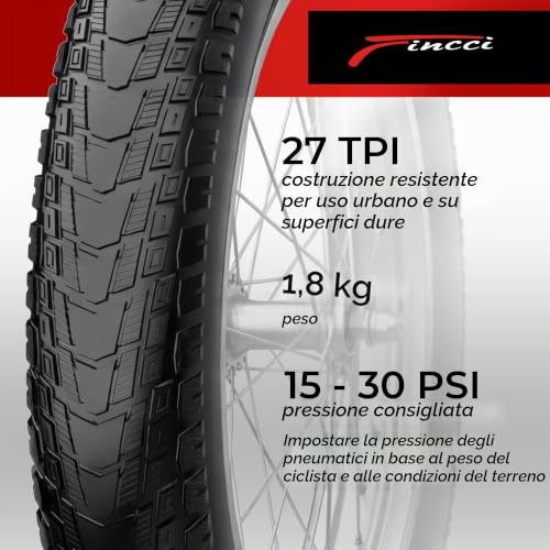 Fincci Pavex Pair of Tyre 20 x 4.0 Fat Bike Puncture-proof – 2 Fat Bike Tyres 20 x 4 Folding Nylon 3 mm 27 TPI 100-406 – for E-Bike, Folding, Urban, City