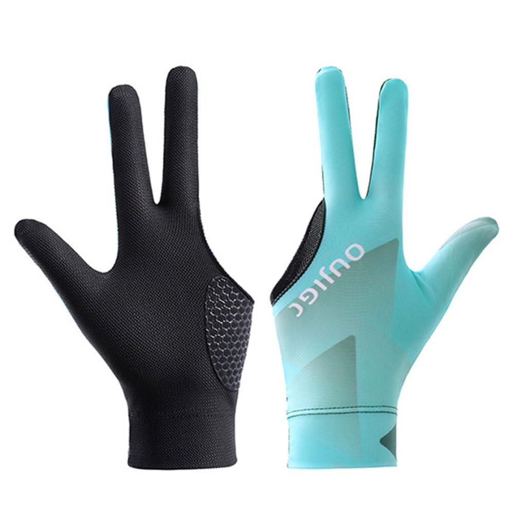 TOPDANCHUANG Billiards Gloves - Men's and Women's Anti slip 3-Finger Left Hand Billiards Rod Gloves, Professional Snooker Accessories (Black Blue, L Size)