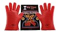 Big Time BBQ Silicone Heat Resistant Barbecue Grill Gloves and Oven Mitts With Fingers Perfect For Grilling Kitchen Cooking Baking Smoking Meat - Waterproof & Dishwasher Safe Non Slip Grip Potholders