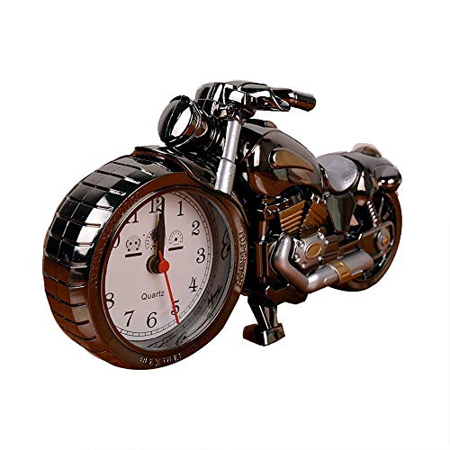 Mlida Luxury Retro Style Motorcycle Alarm Clock, Unique Eye-catching Exquisite Motorbike Sporting Unique Gift for Motor Lovers,Kids,Boys (Grey)