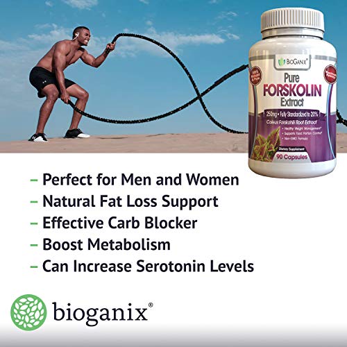 BioGanix Weight Loss and Metabolism Booster Supplement with Pure Forskolin Extract for Men and Women, 250 mg, 90 Capsules - Thumbnail 3