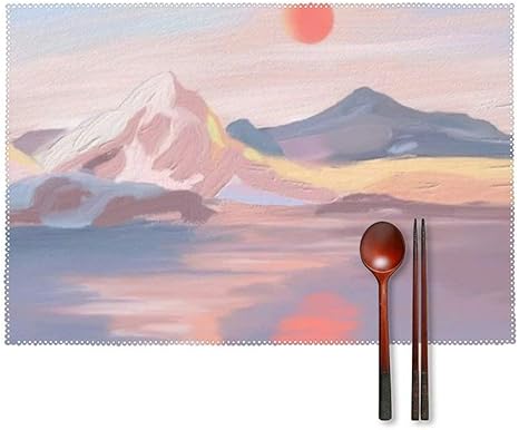 Amazon 水彩風景イラスト ッグ ランチョンマット 4枚入 プレースマット テーブルマット 耐える 飾り 食卓 雰囲気 丸洗い 華やか おしゃれ テーブル 断熱 水洗い 大人 子供 対応 30 45cm ランチョンマット オンライン通販