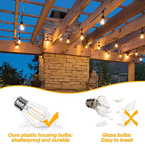 BRIMAX Pack of 25 E27 Warm White LED Bulbs, Vintage Light Bulb 2W (20W Equivalent) 230V S14 Edison Bulb 2700K E27 Shock Resistant for String Lights, Chandeliers, Table Lamps