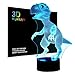 Tiscen 3D Illusion Night Light, LED Table Desk Lamps, Dinosaur Nightlights, 7 Colors USB Charge Lighting Bedroom Home Decoration for Kids Christmas Halloween Birthday Gift,Plastic