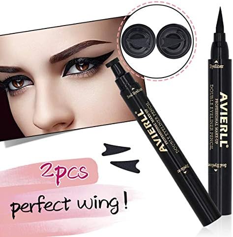 Liquid eyeliner pen quick flick winged Eye liner pen stamp eyeliners black eyeliner waterproof long lasting double-sided 2 pens (Left*Right)