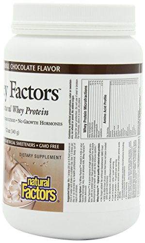 Natural Factors - Whey Factors, 100% Natural Whey Protein, Double Chocolate, 17 Servings (12 oz)