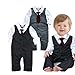 StylesILove Handsome Tie Striped Vest Formal Wear Wedding Baby Boy Romper Oneise