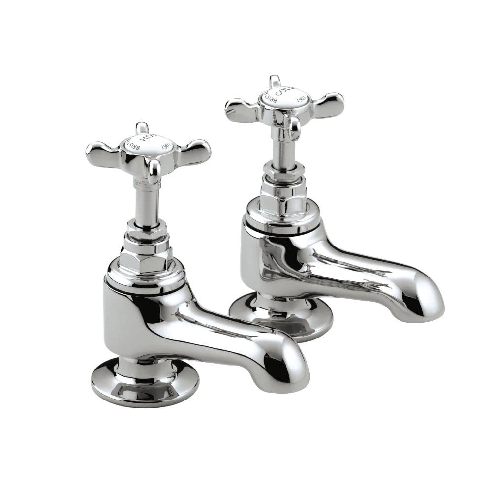 Bristan 1901 Bath Pillar Taps, Traditional Shower & Bath Taps for All Plumbing Systems, Chrome - N 3/4 C CD