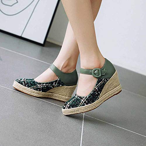 Alpargatas de Mujer Moda Color Mezclado Microfibra Hebilla Correa Punta Estrecha Zapatos de cuña Casuales 8 CM Tallas… Alpargatas de Mujer Moda Color Mezclado Microfibra Hebilla Correa Punta Estrecha Zapatos de cuña Casuales 8 CM Tallas… - Imagen 6