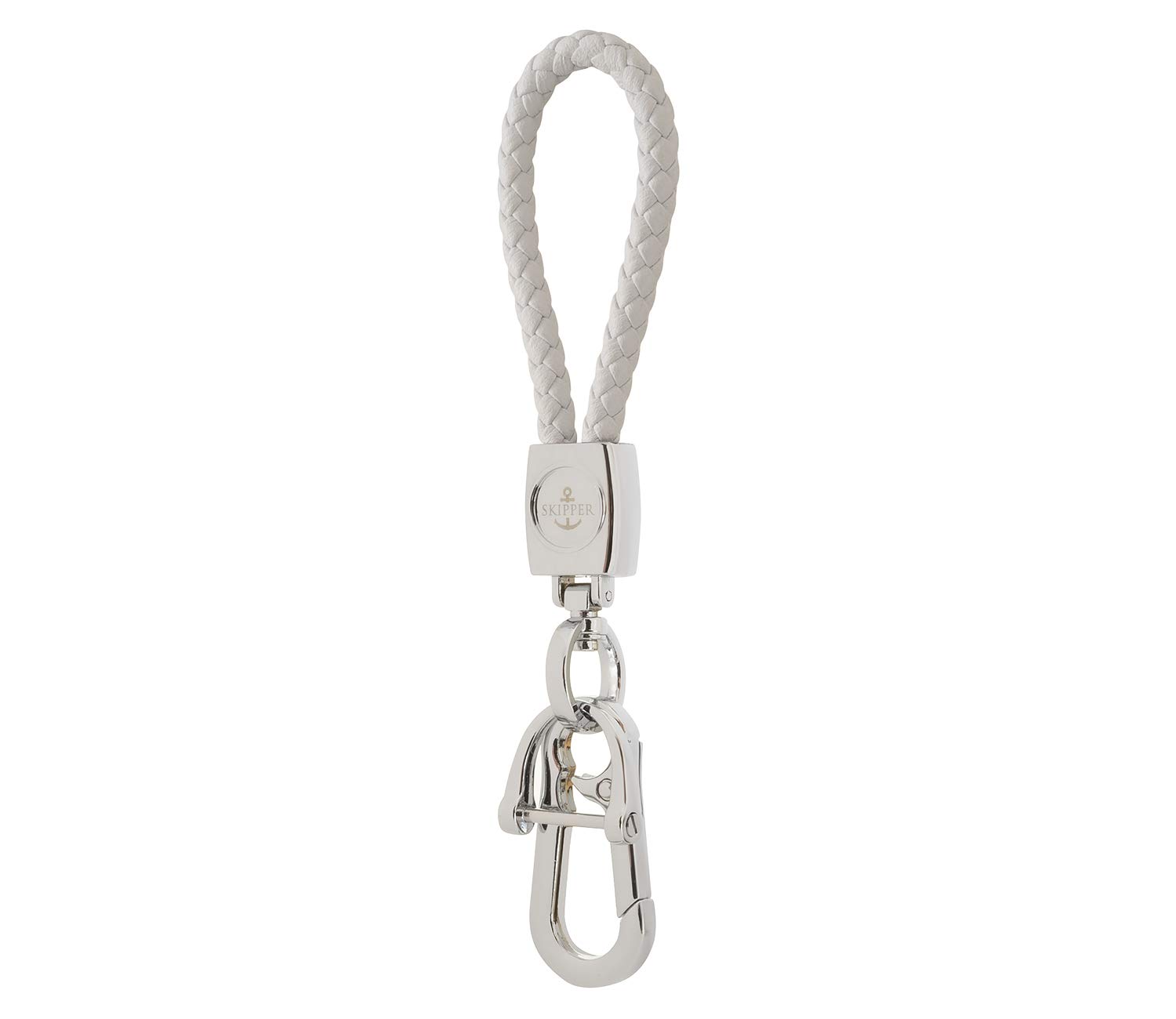 Skipper Keyring with carabiner made of imitation leather and stainless steel silver 8610, 8610, Stainless Steel