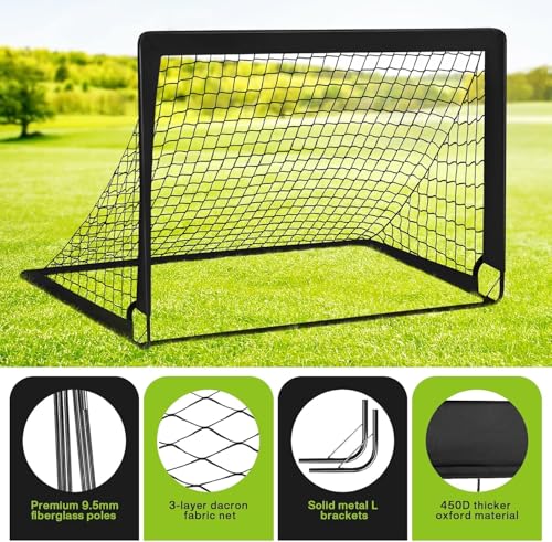 MIAOKE 1/2 Pcs Portable Soccer Goal of 4X3 FT for Backyard, Portable Football Goal Training Equipment with Football Cones, Carry Bag, Practice Net for All Ages Games, Sports