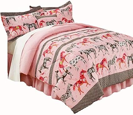 Amazon Com Western Horse 4 Pieces Twin Size Girls Flower Mustang