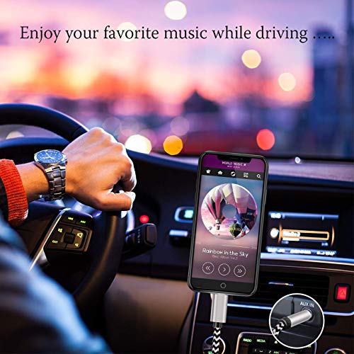 Aux Cord for iPhone for iPhone X/XS/11/11 Pro/11 Pro Max/8/8Plus/7/7Plus Aux Cable for Car 3.5mm Aux Cable Premium Auxiliary Audio to Car Stereo/Speaker/Headphone Adapter Support All iOS System - Thumbnail 5