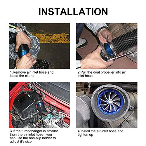 PTNHZ RACING 2.5" F1-Z Double Car Supercharger Turbine Turbo Charger Air Intake Gas Fuel Saver Fan RED - Thumbnail 5