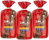 Sola Golden Wheat Bread - Low Carb, Low Calorie, Reduced Sugar, 5g Protein Per Slice - 14 OZ Loaf of Sandwich Bread (Pack of 3)