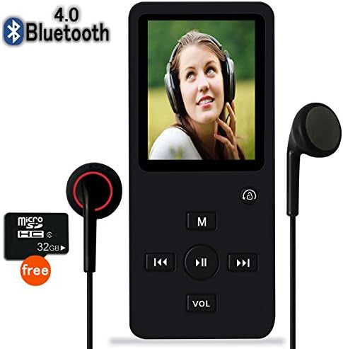MP3 Player with Bluetooth,8GB Bluetooth MP3 Music Player with FM Radio/Speaker,Lossless Sound,Support Shuffle,Voice Recorder,Video,Photo,EBook,Pedometer for Running Walking(include 32GB SD Card)