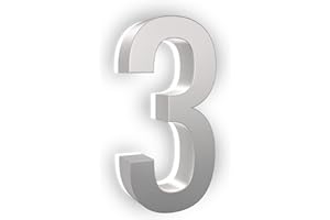 LN LUMANUMBERS 7 Inch LED House Numbers, ABS-Polymer, Premium Quality, Backlit LED 5000K Illuminated Home Address Number, Lighted House Numbers, Modern Address Numbers (3, Silver)