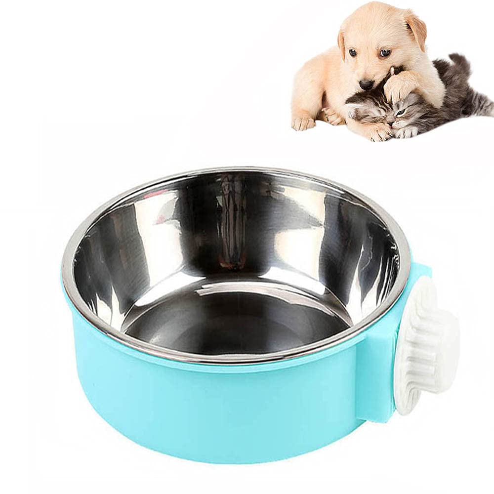 SUOXU 2-in-1 Pet Hanging Bowl Dog Crate Water Bowl,Crate Type Feeding Bowl,Stainless Steel Puppy Bowls Cage,Dog Food Bowl Water Dispenser Non Spill, Pet Feeder for Cat Dogs Bird Small Animals