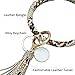 Creative Wristlet Keychain Bracelet Bangle Keyring, Various Colors Large Circle Key Ring Leather Tassel Bracelet Holder For Women Girl (Snakeskin)