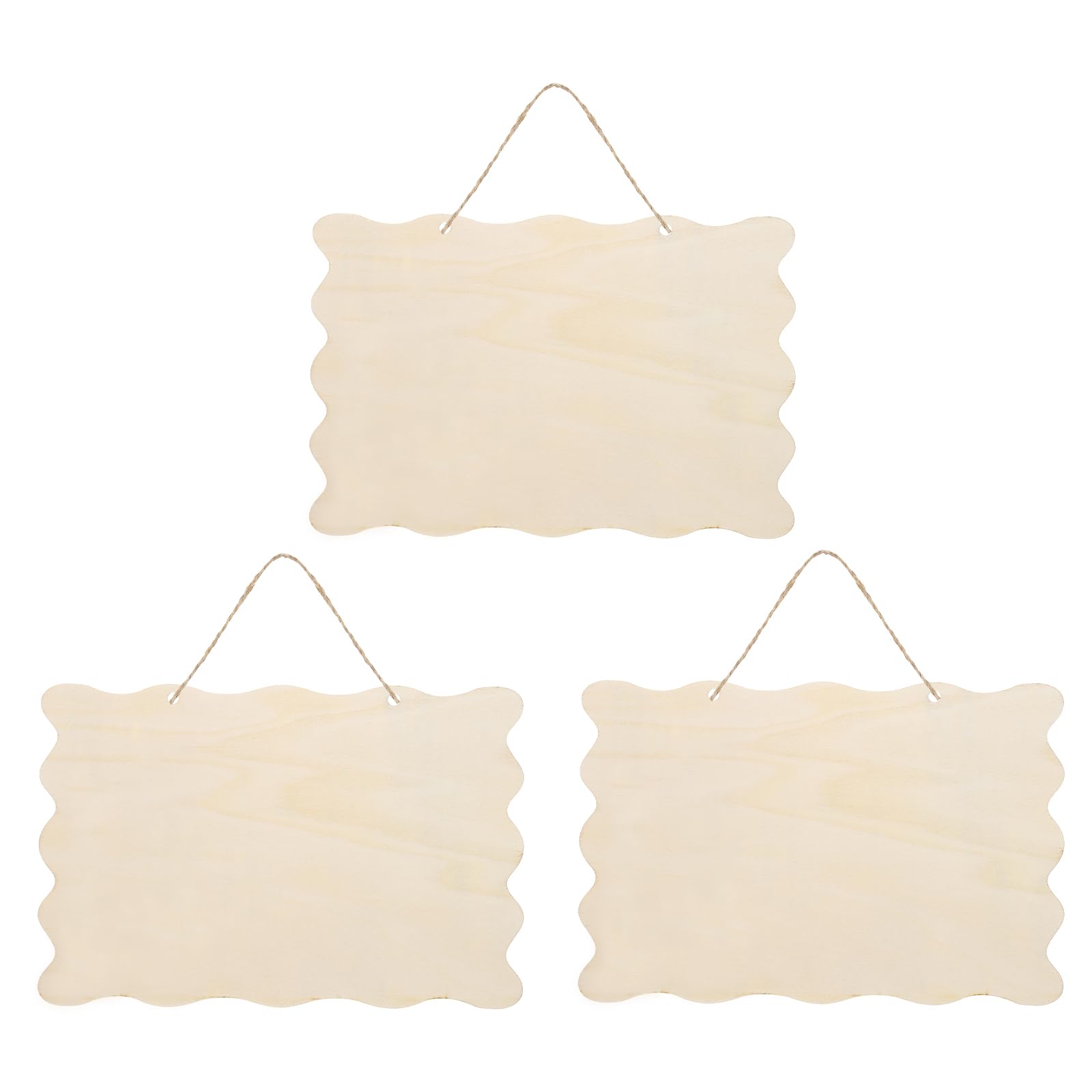 PATIKIL Unfinished Wood Sign, 3Pcs Blank Hanging Wooden Plaque DIY Craft Project for Door Hanger Painting Wall Art Wreaths Decorative Style 6