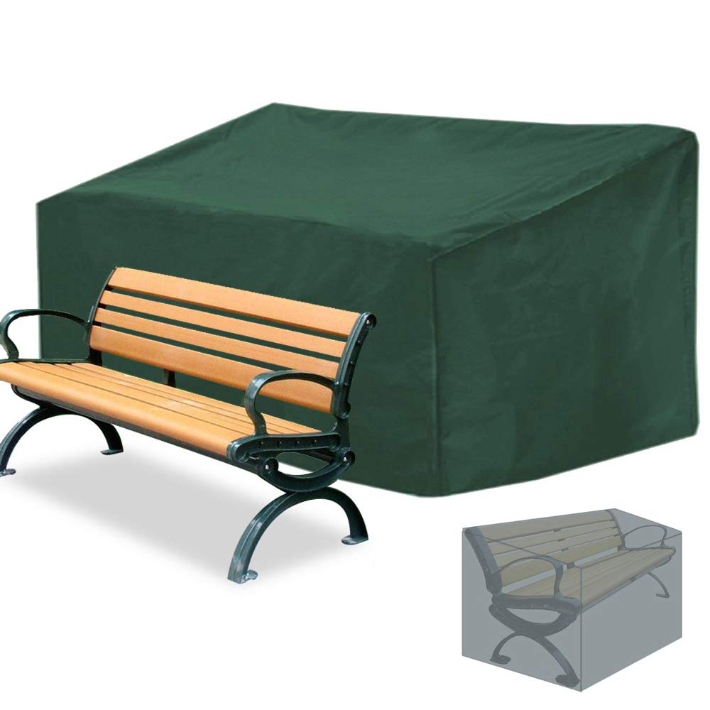 DINGZHAO Garden Bench Covers, 210D Oxford Fabric Outdoor Patio Bench Seat Cover with Drawstring, Waterproof, Windproof, Anti-UV Outdoor Patio Furniture Cover (3-Seat (162x66x89cm))