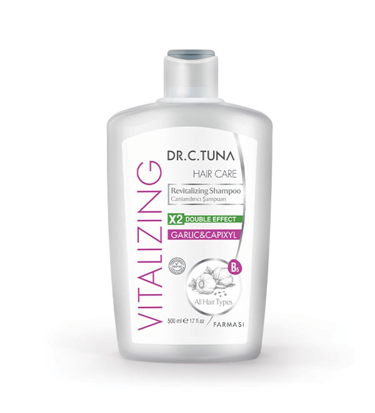 Farmasi Dr.C.Tuna Vitalising Garlic Shampoo 500 ml - Protects against breakage and spillages. Formula developed and enriched with garlic and pixy, 1108062