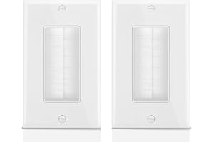 Tedgetal Single Brush Wall Plate 2-Pack,Single Gang faceplate Cable Pass Through Insert Wall Socket for HDTV, HDMI, Network, Coaxial Cables, Speaker Wires White