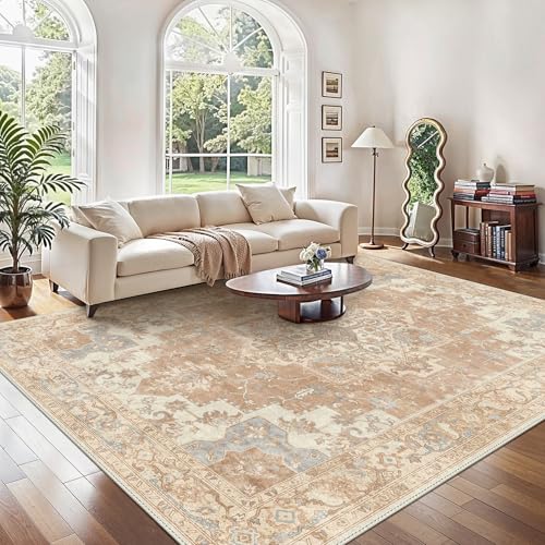 GENIMO Vintage Teppich 240x300cm, Extra Große Teppiche, Wohnzimmer Teppiche, Boho Teppich, Großer Carpet rutschfest, Schlafzimmer, Esszimmer, Büro