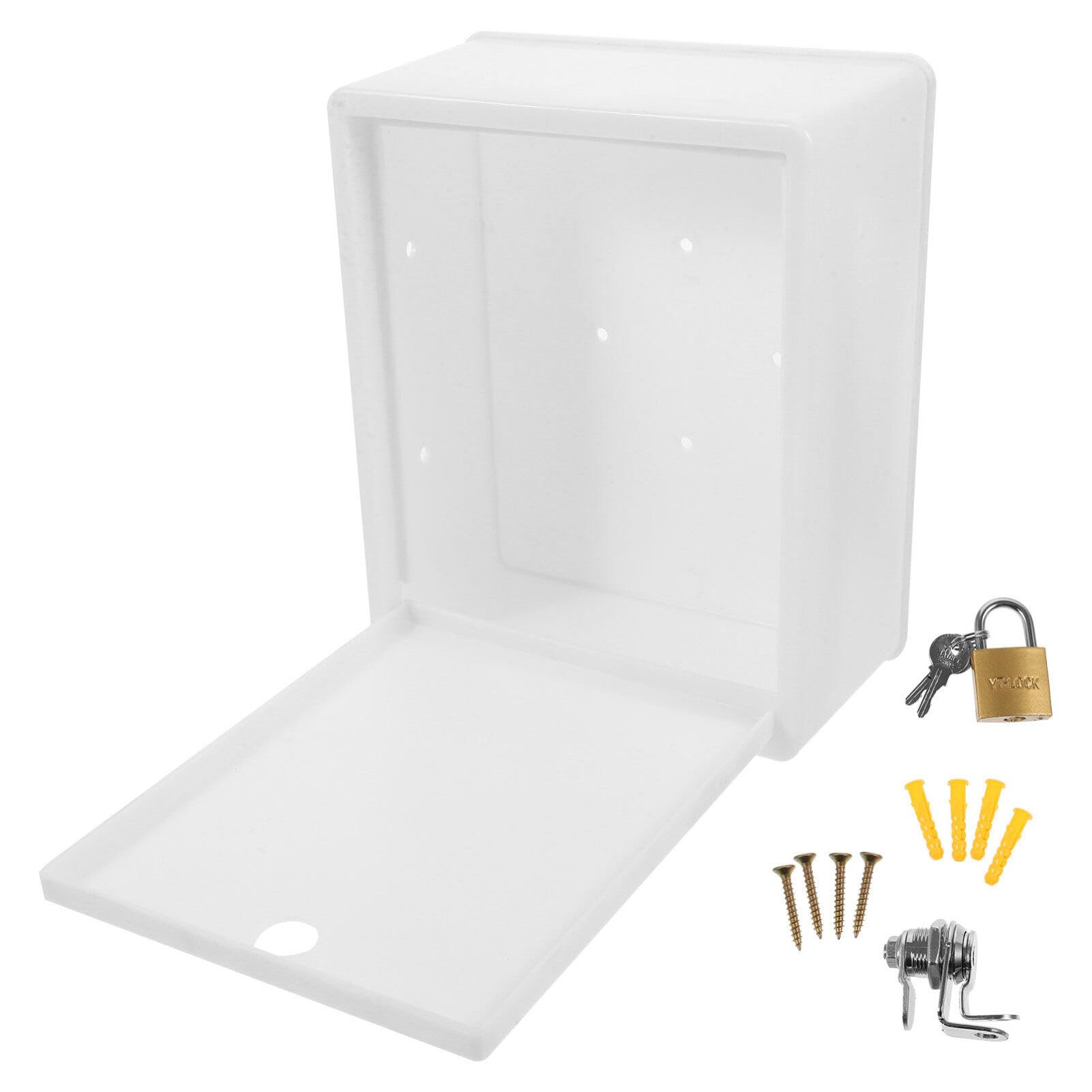 Luxshiny Wall Mounted Milk Box with Lock - Lockable Plastic Milk Bottle Holder and Letter Box - Space-Saving Outdoor Container 8.46X6.69X3.74 Inch