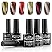 Perfect Summer Gel Nail Polish 3D Magnetic Charming Cat Eye Effect UV/LED Light Soak Off Nail Lacquers French Manicure Nail Art - Pack Of 6, 10ml Each