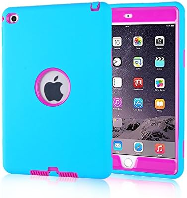 iPad mini 4 Case, Keetech Hybrid Shockproof 3in1 PC and Silicon Gel Dual Protection Case for Apple iPad mini 4 (teal+ fuchsia)
