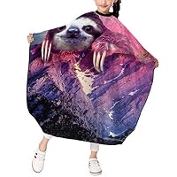 Children Barber Cape for Kid Haircut Umbrella Hair Catcher Kids Hair Styling Cutting Cape Apron Sloth in Space