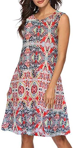 Women's Sleeveless Dresses Halter Neck Floral Casual Mini Dress Printed Loose Skirt Polyester A-Line Tops by BOLUBILUY
