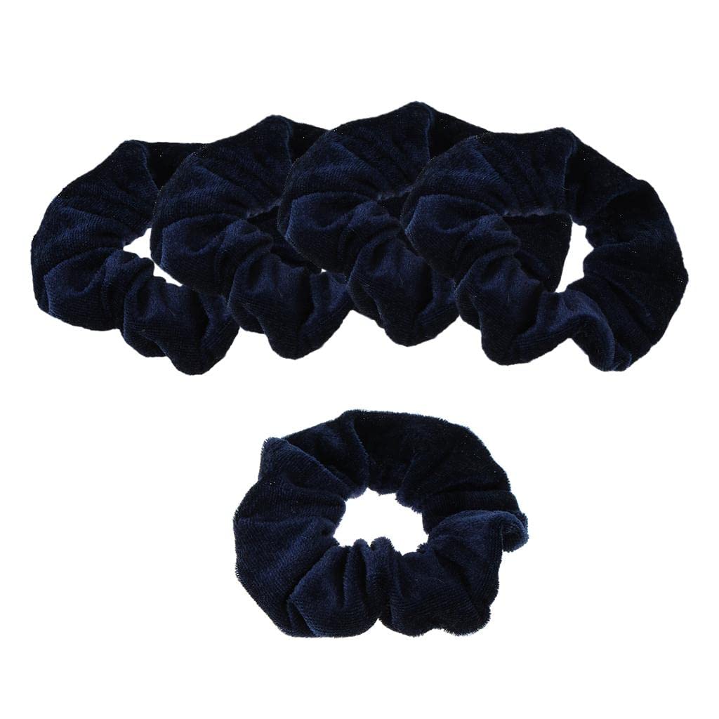 Fenteer 5/Pack Velvet Scrunchies Navy Blue Hair Accessories Hair Scrunchies for Women Hair Bobbles Soft Hair Bands
