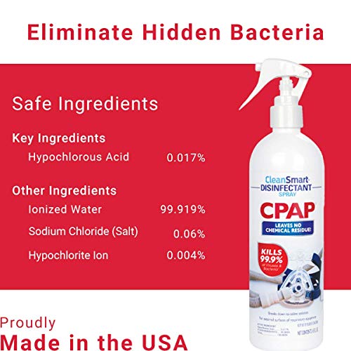 CleanSmart CPAP Disinfectant Spray, 8 Ounce Travel Bottle (Pack of 2), Kills 99.9 of Viruses